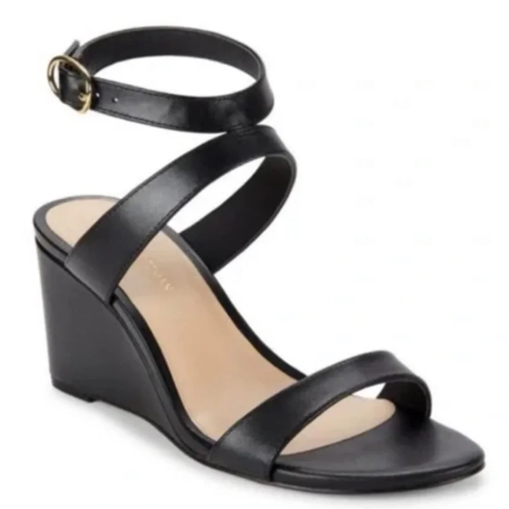 🌹STUART WEITZMAN🌹 Ave Strappy Wedge Sandals In Black Size: 7.5 - Picture 1 of 15